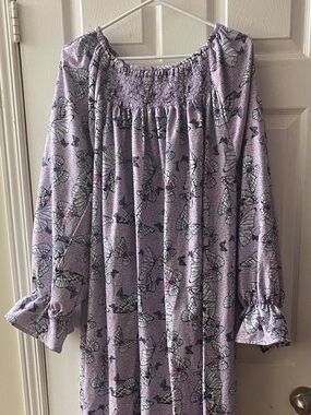 Smocked Flannel Nightgown- Butterflies
